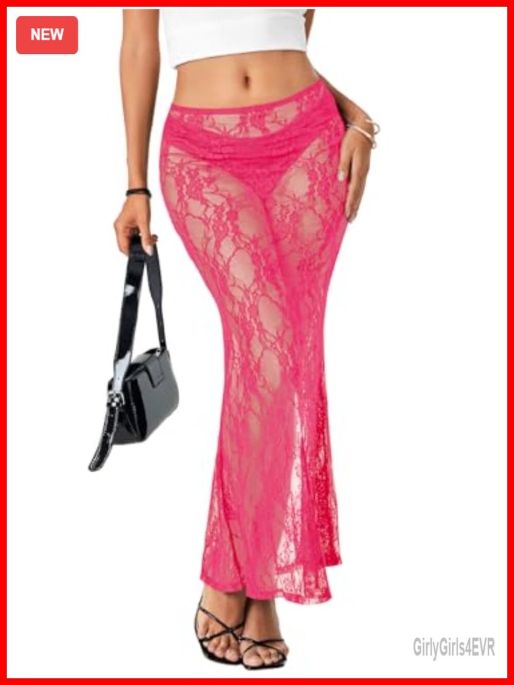 Lace A Line Sheer Maxi Skirt High Rise Flowy Summer Festival Beach Coverup